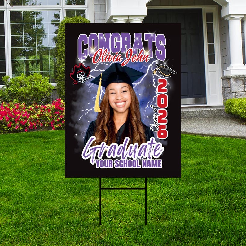 Personalized Graduation Yard Sign 2026 with Photo - Graduation Lawn ...