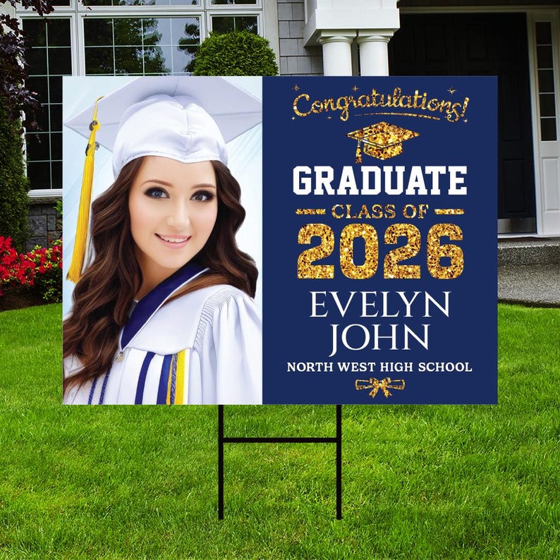 Personalized Graduation Yard Sign 2026 with Photo - Grad Sign, Class of ...