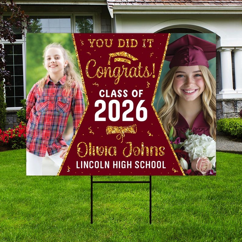 Personalized Graduation Yard Sign 2026 with Photo, 2026 Senior Grad ...