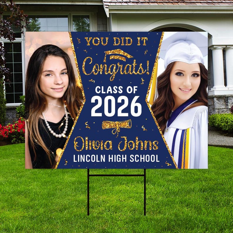 Personalized Graduation Yard Sign 2026 with Photo, 2026 Senior Grad ...
