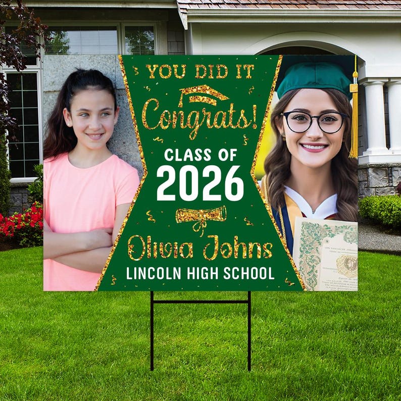 Personalized Graduation Yard Sign 2026 with Photo, 2026 Senior Grad ...