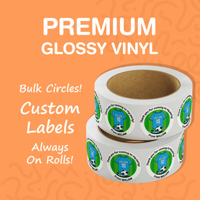 Labels on Roll, Premium Gloss Waterproof Labels