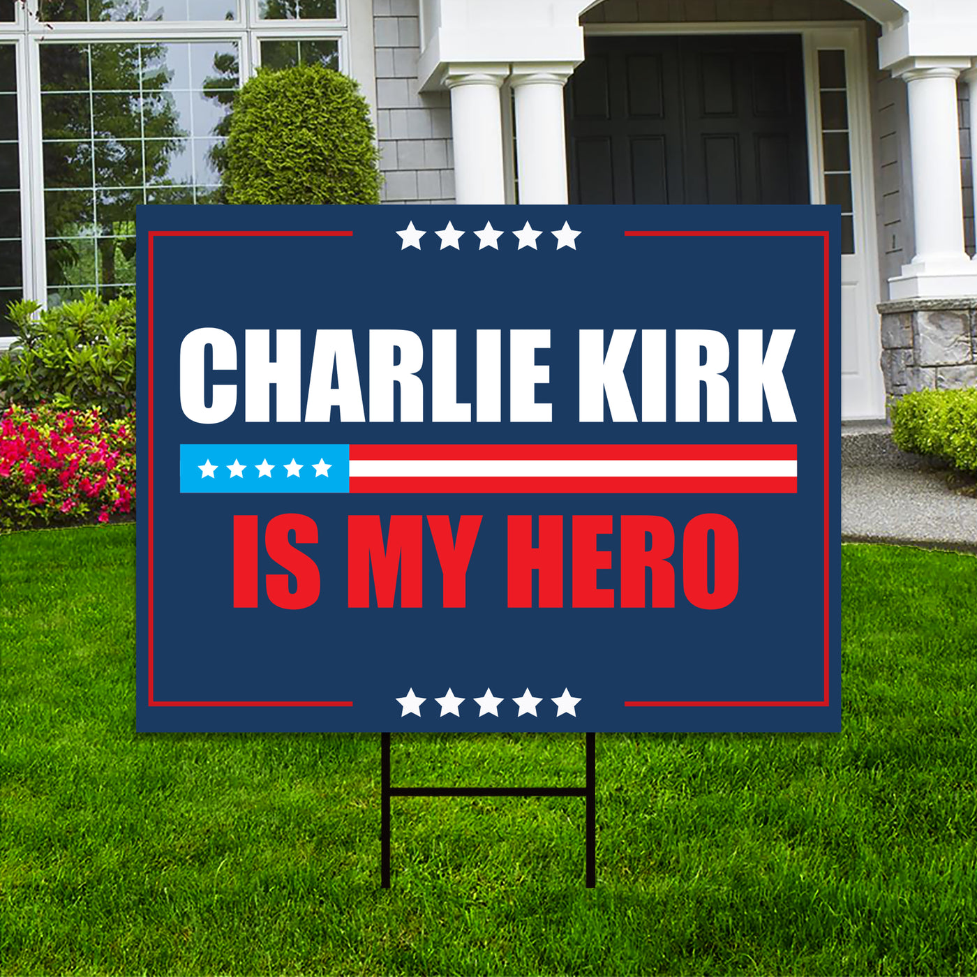 Justice for Charlie Yard Sign, A True Patriot Charlie Kirk Sign, Charlie Kirk Is My Hero Sign, Charlie Kirk Freedom Sign with Metal H-Stake