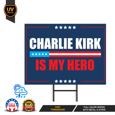Justice for Charlie Yard Sign, A True Patriot Charlie Kirk Sign, Charlie Kirk Is My Hero Sign, Charlie Kirk Freedom Sign with Metal H-Stake