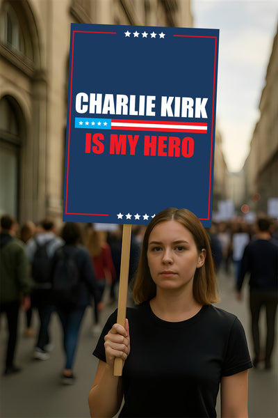 Justice for Charlie Protest Sign, A True Patriot Charlie Kirk Sign, Charlie Kirk Is My Hero, Charlie Kirk Freedom Political Poster Sign