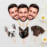 Custom Face Fans, Head on a Stick(10 Inches)