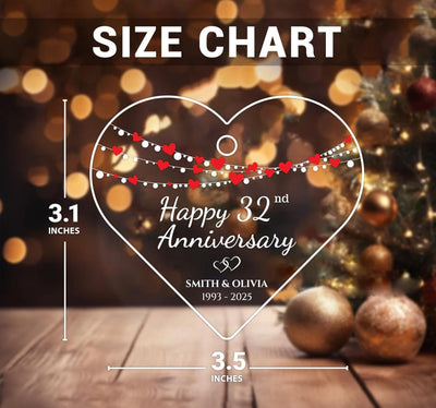Wedding Anniversary Ornament, Personalized Wedding Acrylic Ornament, Custom Valentine's Day Ornament, Anniversary Gift, Couples Gift