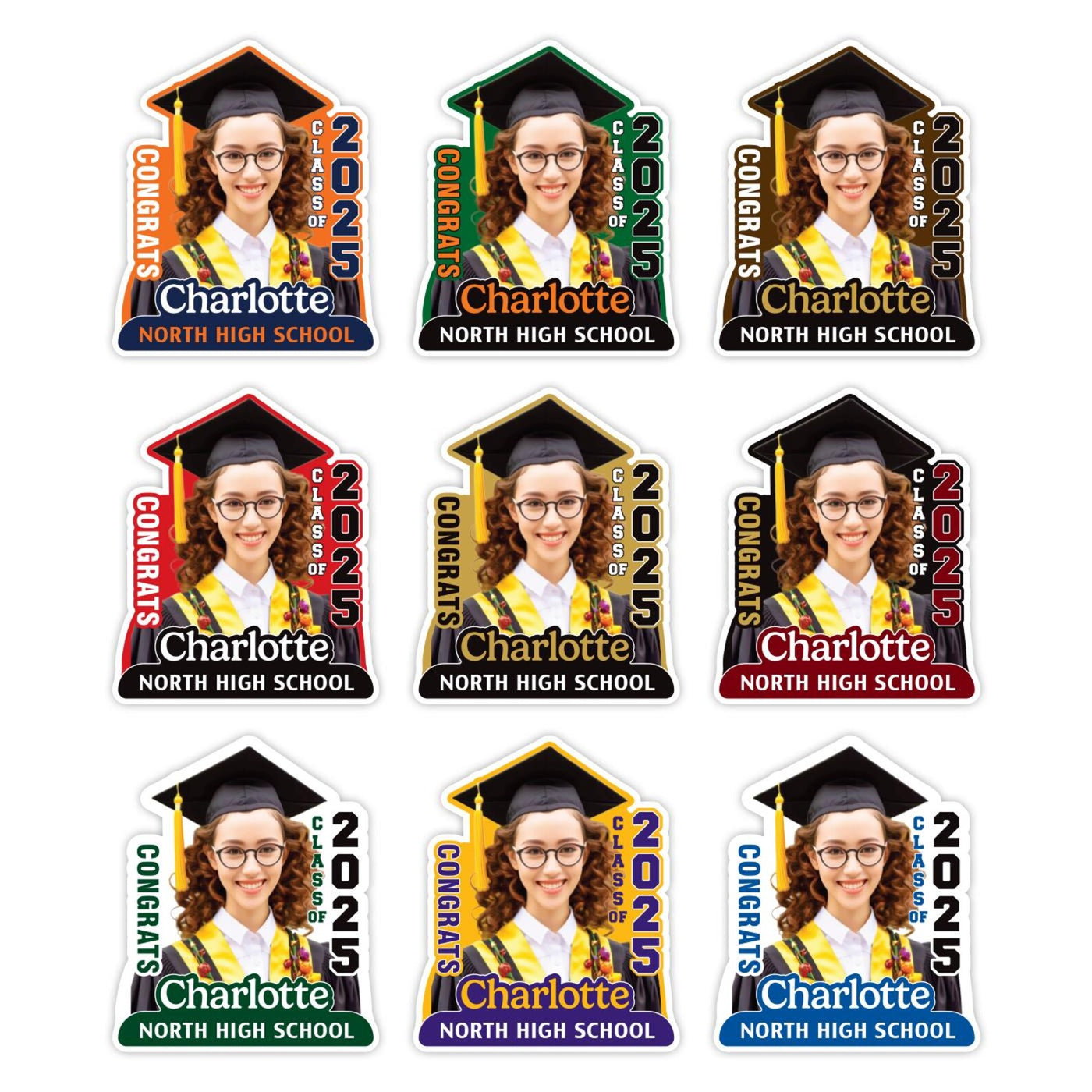 Custom Face Fans With Wooden Handle, Graduation Head, Grad Face Fans
