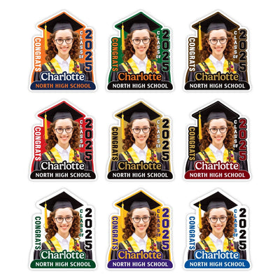Custom Face Fans With Wooden Handle, Graduation Head, Grad Face Fans