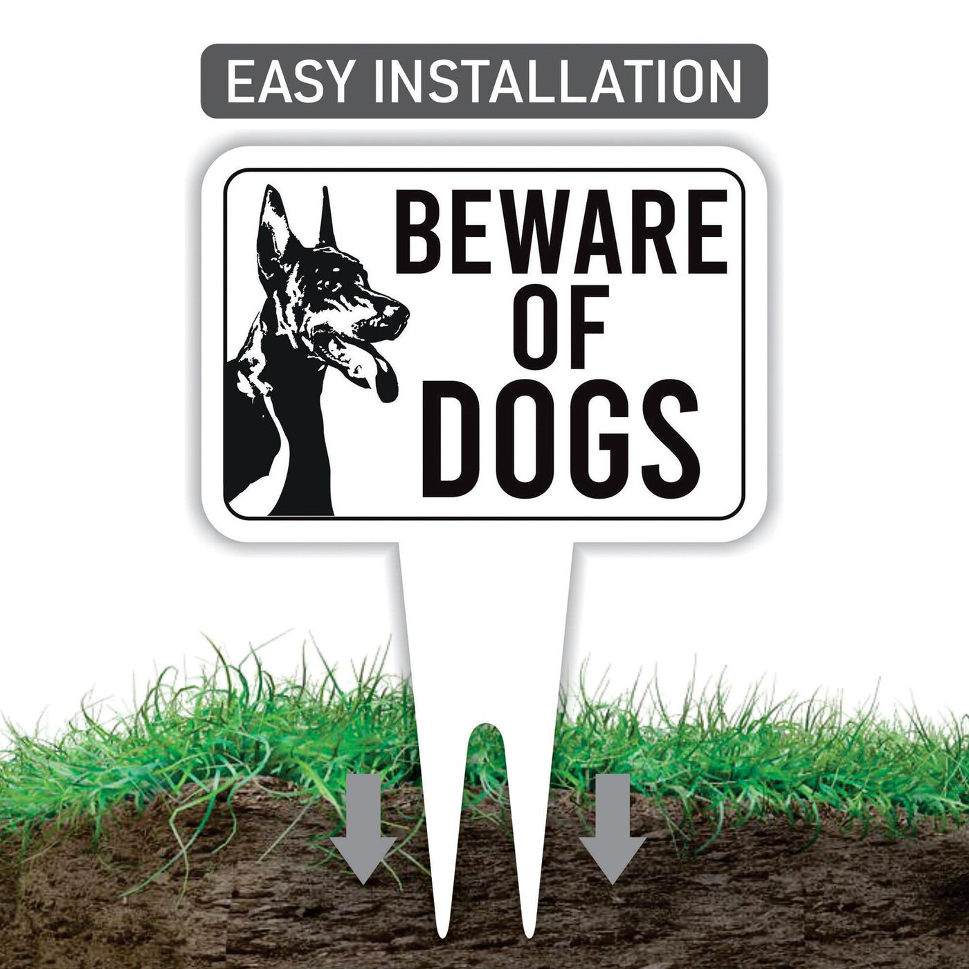 Beware of Dog Yard Sign 10” x 14” - Rust-free Aluminum Home Security Sign for Lawn