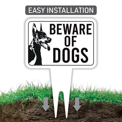 Beware of Dog Yard Sign 10” x 14” - Rust-free Aluminum Home Security Sign for Lawn