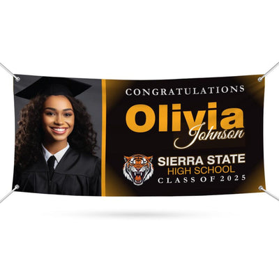 Graduation 2025 Personalized Banner Sign With Photo - 13 Oz Heavy Duty Waterproof Class of 2025, Graduation Vinyl Banner With Metal Grommets