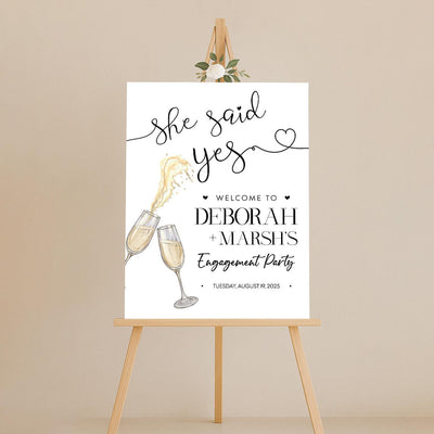 Personalized Boho Engagement Welcome Sign, Champagne Brunch & Bubbly Party Decor