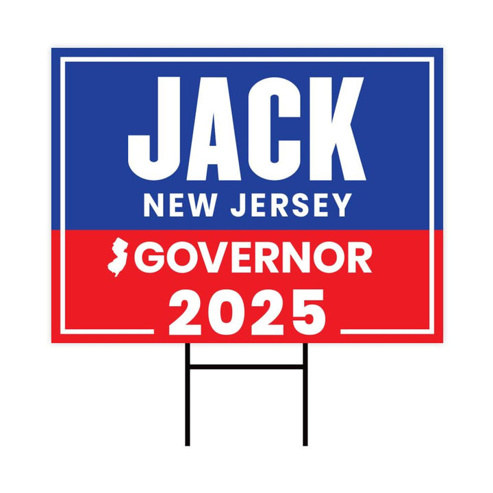 Jack Ciattarelli For New Jersey Governor 2025 Yard Sign, Corrugated Plastic Governor Elections Race Red White & Blue Sign with Metal H-Stake