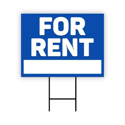 For Rent Yard Sign Personalized 18" x 12" - Visible Text Long Lasting Rust Free For Rent Sign with Metal H-Stake