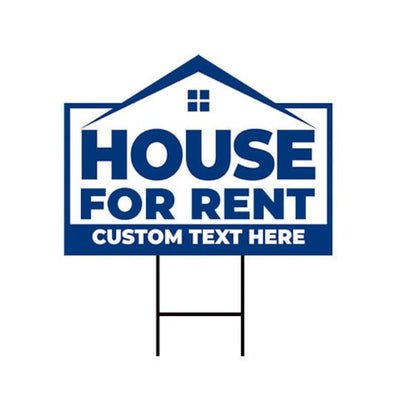 House for Rent Yard Sign Personalized 24" x 18" - Visible Text Custom House for Rent Yard Sign with Metal H-Stake