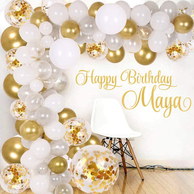 Personalized Happy Birthday Name Wall Decal, Happy Birthday Party Backdrop Custom Name Sticker