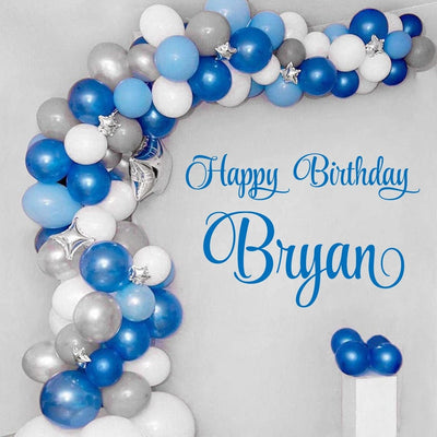 Personalized Happy Birthday Name Wall Decal, Happy Birthday Party Backdrop Custom Name Sticker