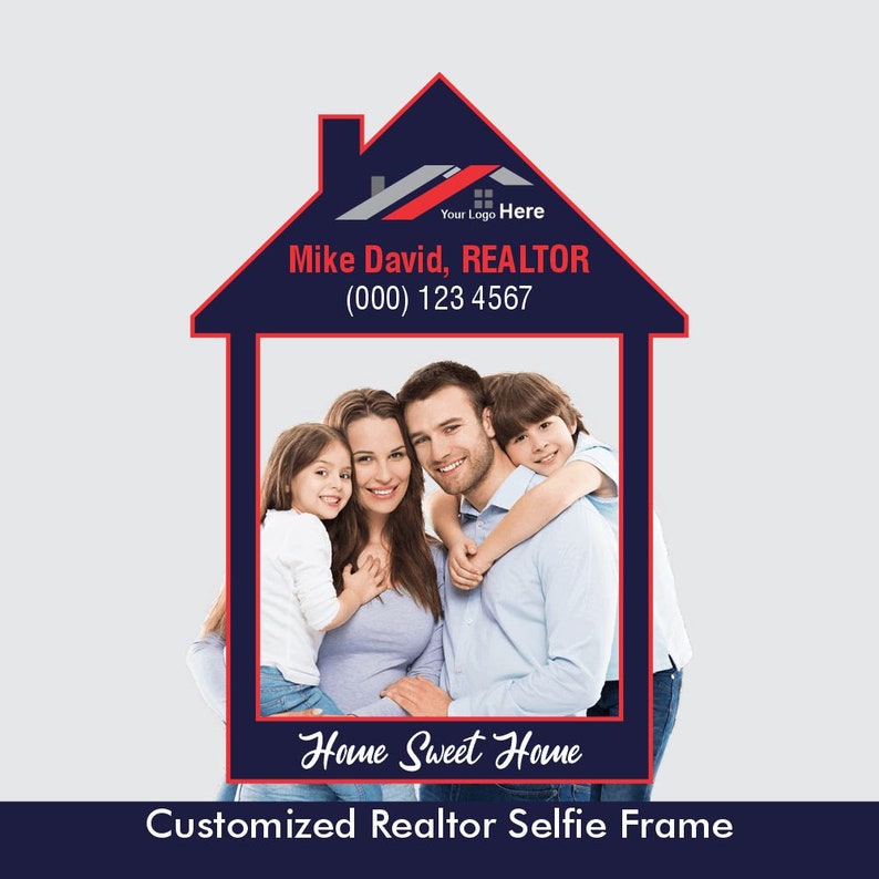 Personalized Realtor Selfie Frame 28" x 40", Real Estate Selfie Frame, Customized House Selfie Frame, Marketing Photo Booth Prop, Cutout