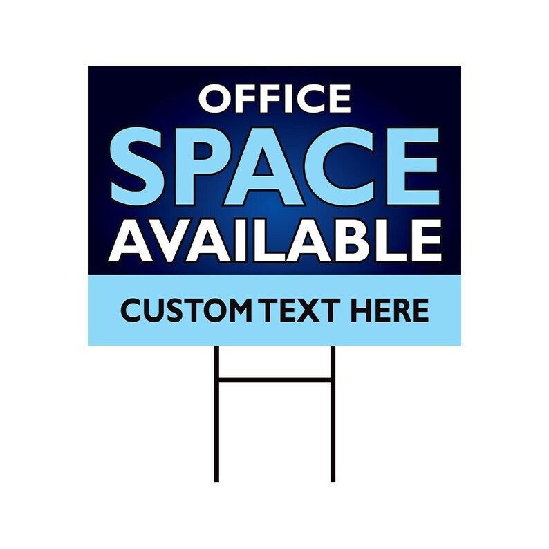 Office Space Available Yard Sign Personalized 18" x 12" - Visible Text Custom Office Space Available Rent Lease Sign with Metal H-Stake