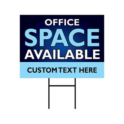 Office Space Available Yard Sign Personalized 18" x 12" - Visible Text Custom Office Space Available Rent Lease Sign with Metal H-Stake