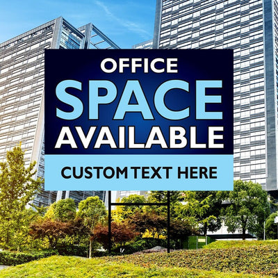 Office Space Available Yard Sign Personalized 18" x 12" - Visible Text Custom Office Space Available Rent Lease Sign with Metal H-Stake