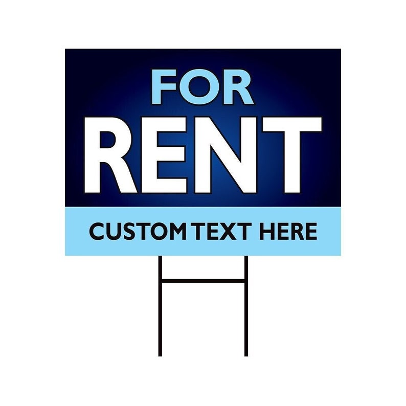 For Rent Yard Sign Personalized 18" x 12" - Visible Text Long Lasting Rust Free For Rent Sign with Metal H-Stake