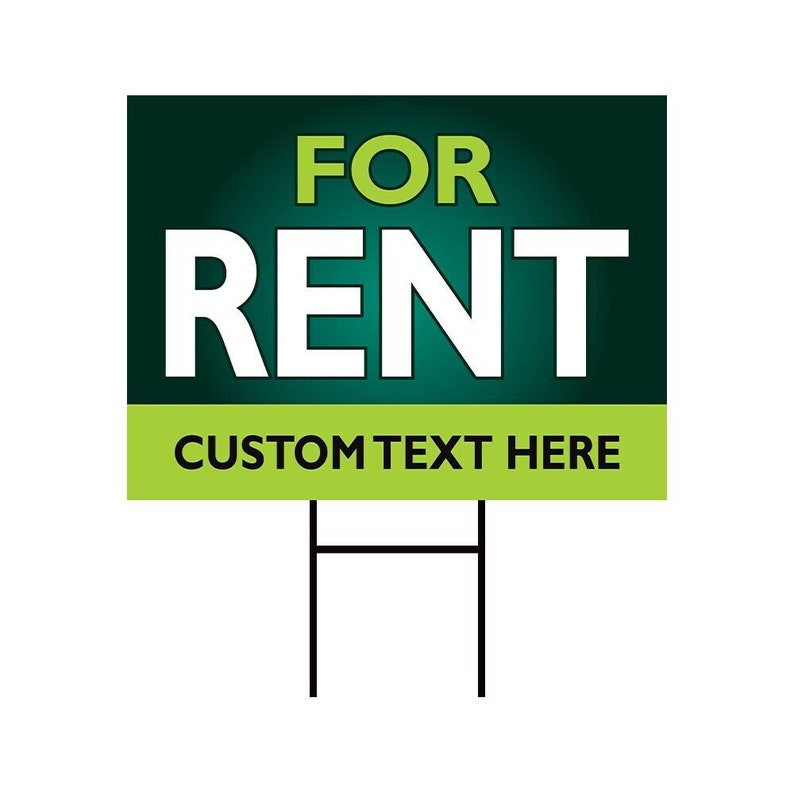 For Rent Yard Sign Personalized 24" x 18" - Visible Text Long Lasting Rust Free For Rent Sign with Metal H-Stake