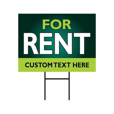 For Rent Yard Sign Personalized 24" x 18" - Visible Text Long Lasting Rust Free For Rent Sign with Metal H-Stake
