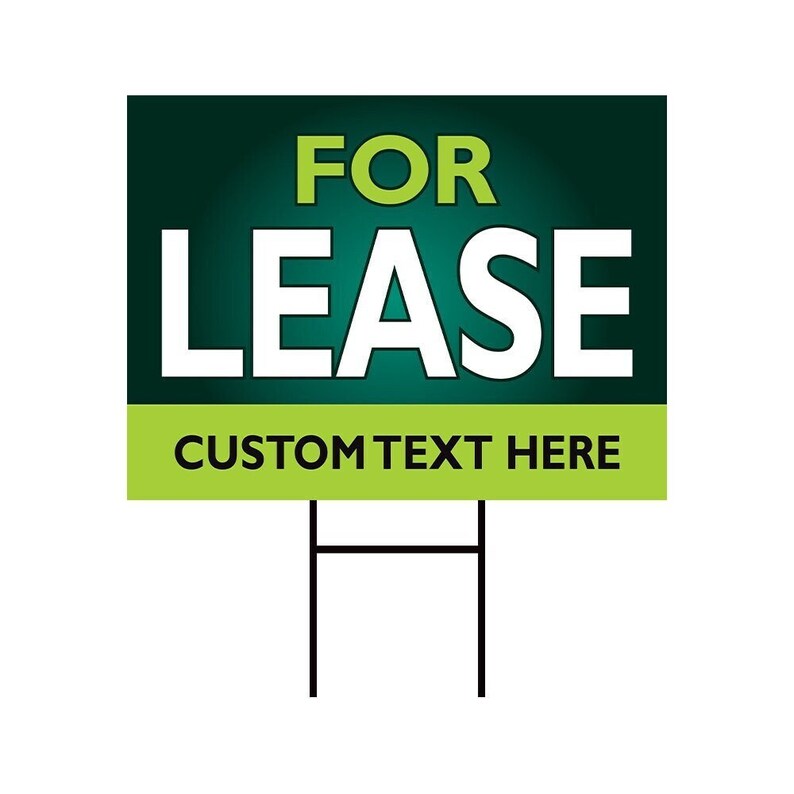 For Lease Yard Sign Personalized 24" x 18" - Visible Text Custom For Lease Yard Sign with Metal H-Stake