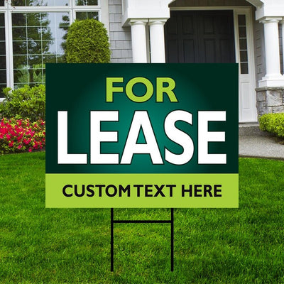 For Lease Yard Sign Personalized 24" x 18" - Visible Text Custom For Lease Yard Sign with Metal H-Stake