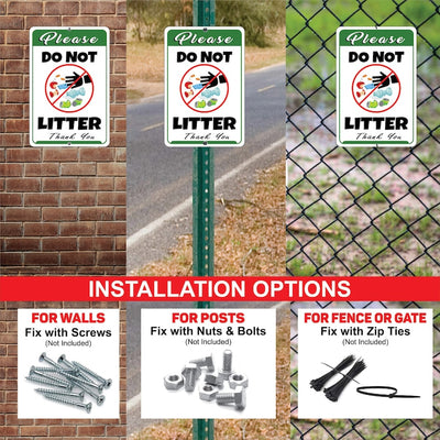 Please Do Not Litter Aluminum Sign - Don't Litter Rust Free Aluminum Sign