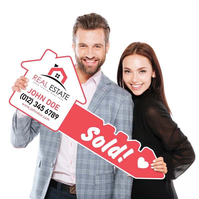 Personalized Real Estate Marketing Key Cutout Sign, Customized Realtor Social Media Photo Props, Realtor Key Sign, Customized Just Sold Key