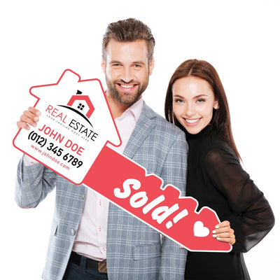 Personalized Real Estate Marketing Key Cutout Sign, Customized Realtor Social Media Photo Props, Realtor Key Sign, Customized Just Sold Key