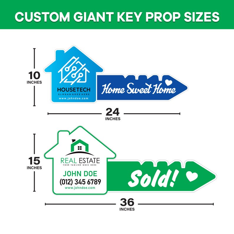 Personalized Real Estate Marketing Key Cutout Sign, Customized Realtor Social Media Photo Props, Realtor Key Sign, Customized Just Sold Key