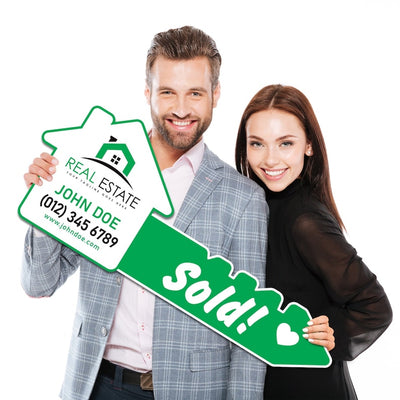 Personalized Real Estate Marketing Key Cutout Sign, Customized Realtor Social Media Photo Props, Realtor Key Sign, Customized Just Sold Key