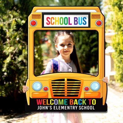 Personalized Selfie Frame, School Bus Photo Selfie Frame, Back to School Selfie Frame, Custom Selfie Frame, Photo Booth Prop School Bus
