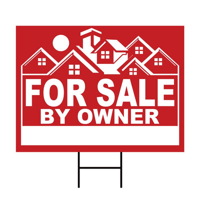 For Sale By Owner Yard Sign Personalized- Coroplast Custom For Sale By Owner Yard Sign with Metal H-Stake
