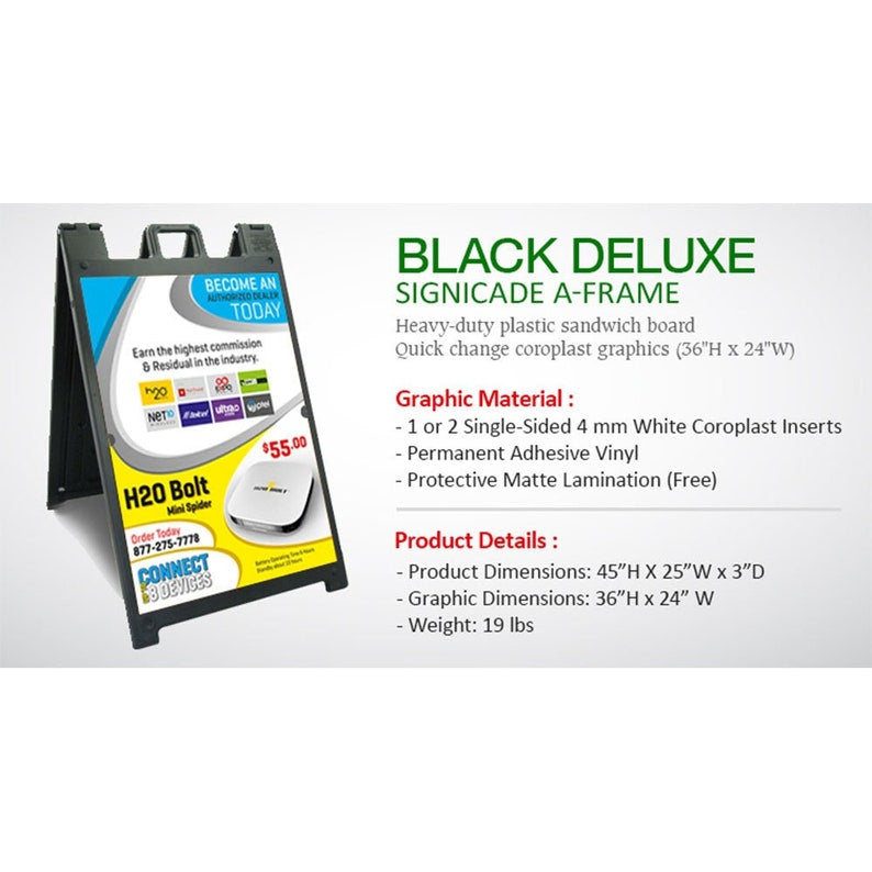 Custom Deluxe Signicade A-Frame Sidewalk Sign - Personalized Portable Folding A-Frame Sidewalk Sign