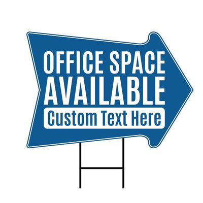 Office Space Available Yard Sign Personalized - Visible Text Custom Office Space Available Rent Lease Yard Sign with Metal H-Stake