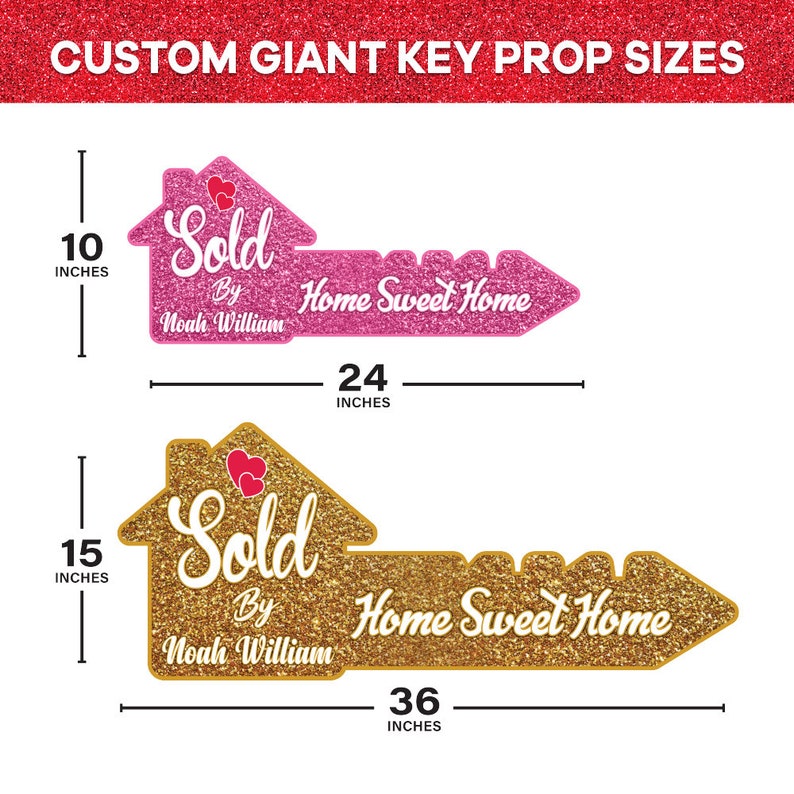 Personalized Real Estate Marketing Key Cutout Sign, Customized Realtor Social Media Photo Props, Realtor Key Sign, Customized Just Sold Key