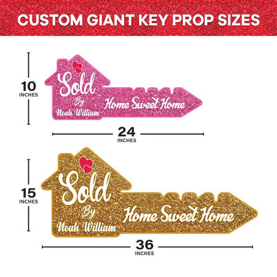 Personalized Real Estate Marketing Key Cutout Sign, Customized Realtor Social Media Photo Props, Realtor Key Sign, Customized Just Sold Key