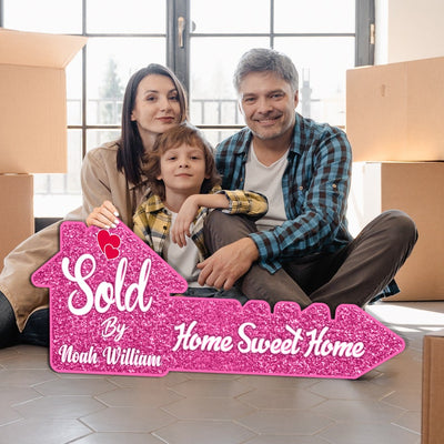 Personalized Real Estate Marketing Key Cutout Sign, Customized Realtor Social Media Photo Props, Realtor Key Sign, Customized Just Sold Key