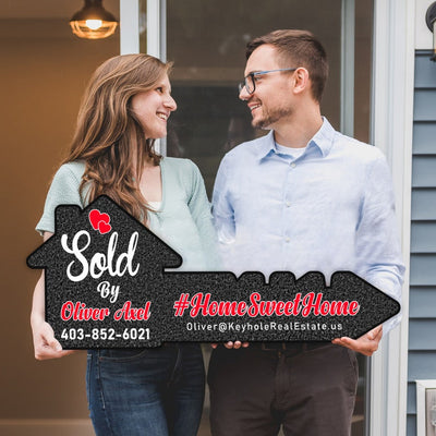 Personalized Real Estate Marketing Key Cutout Sign, Customized Realtor Social Media Photo Props, Realtor Key Sign, Customized Just Sold Key