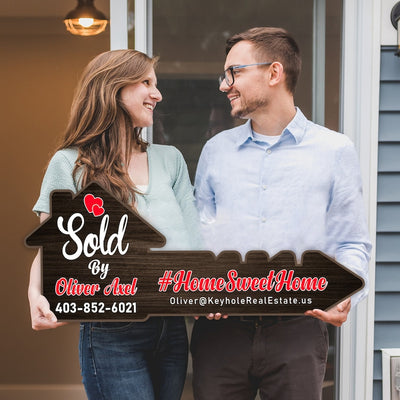 Personalized Real Estate Marketing Key Cutout Sign, Customized Realtor Social Media Photo Props, Realtor Key Sign, Customized Just Sold Key