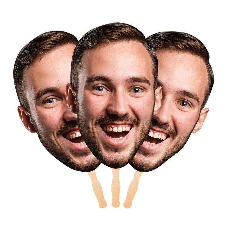 Custom Face Fans, Head on a Stick(10 Inches)