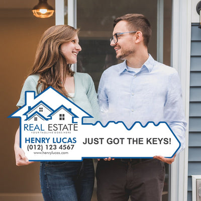 Personalized Real Estate Marketing Key Cutout Sign, Customized Realtor Social Media Photo Props, Realtor Key Sign, Customized Just Sold Key