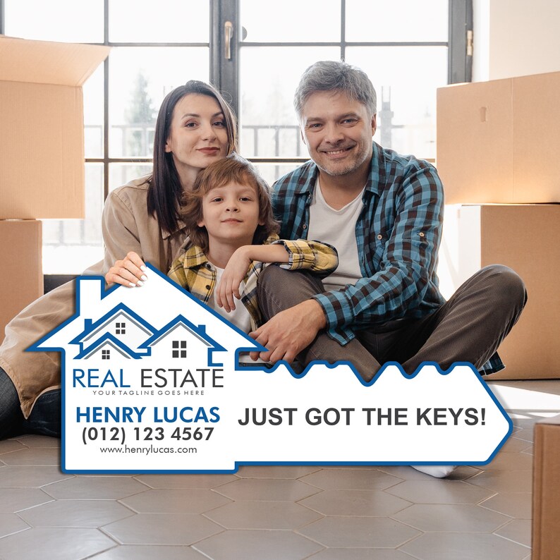 Personalized Real Estate Marketing Key Cutout Sign, Customized Realtor Social Media Photo Props, Realtor Key Sign, Customized Just Sold Key