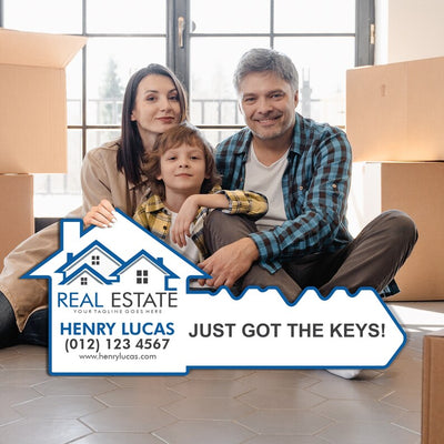 Personalized Real Estate Marketing Key Cutout Sign, Customized Realtor Social Media Photo Props, Realtor Key Sign, Customized Just Sold Key