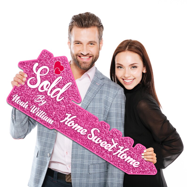 Personalized Real Estate Marketing Key Cutout Sign, Customized Realtor Social Media Photo Props, Realtor Key Sign, Customized Just Sold Key